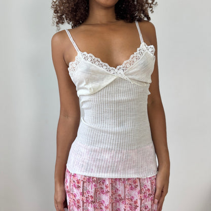 Vintage Italian Pura Lana Lace-Trim Knit Cami (M)
