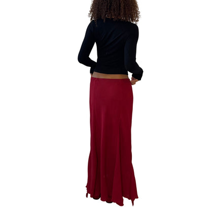 Vintage Italian burgundy / red mesh maxi skirt (Medium)