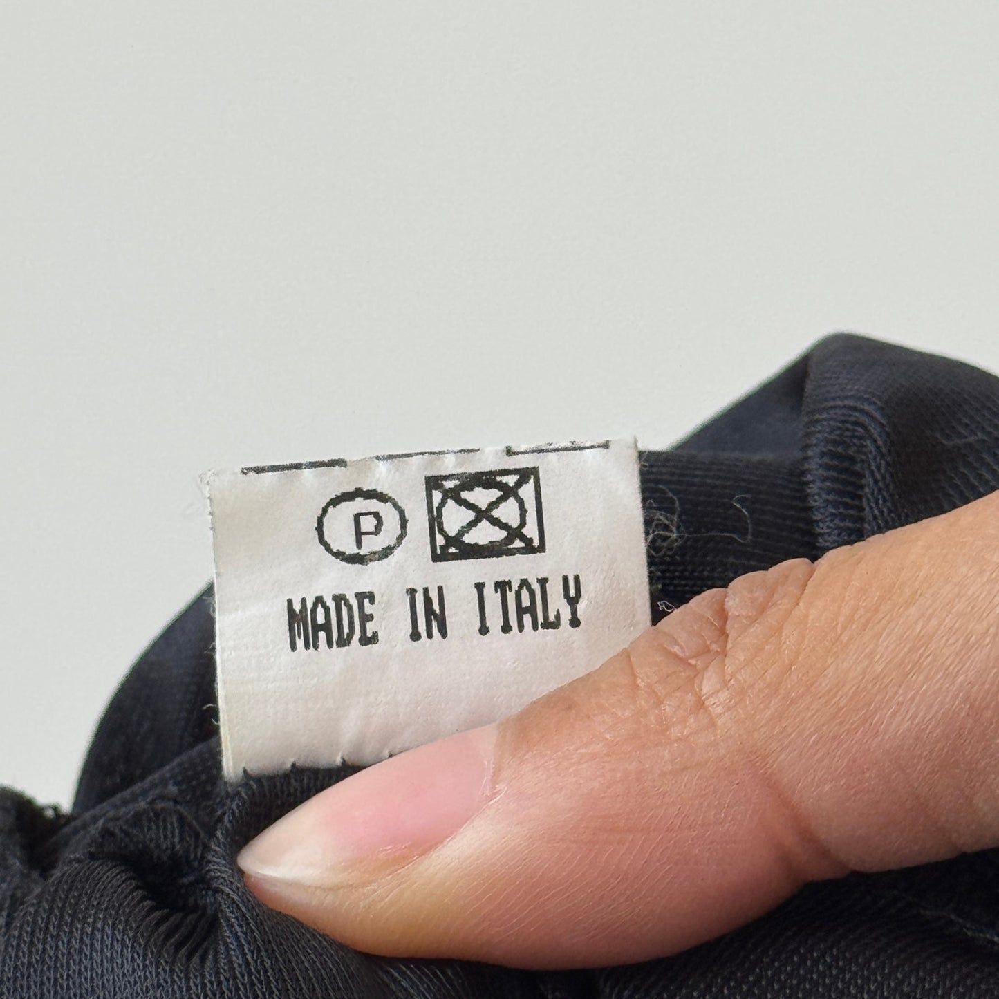 Italian Vintage black wool-appliqué flounce midi skirt (S)