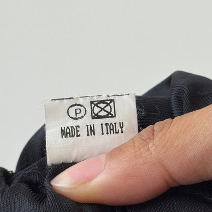 Italian Vintage black wool-appliqué flounce midi skirt (S)