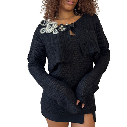 Italian Vintage Crochet-knit Tank & Cardigan (M/L)