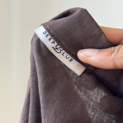 Vintage Italian chocolate brown linen blazer with mesh paisley sleeves (S/M)