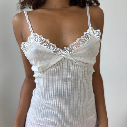 Vintage Italian Pura Lana Lace-Trim Knit Cami (M)
