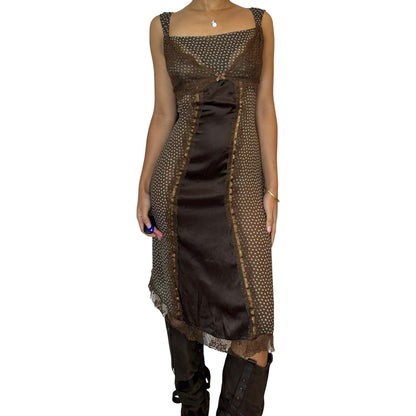 Vintage 00s Brown Silk Dress (M)