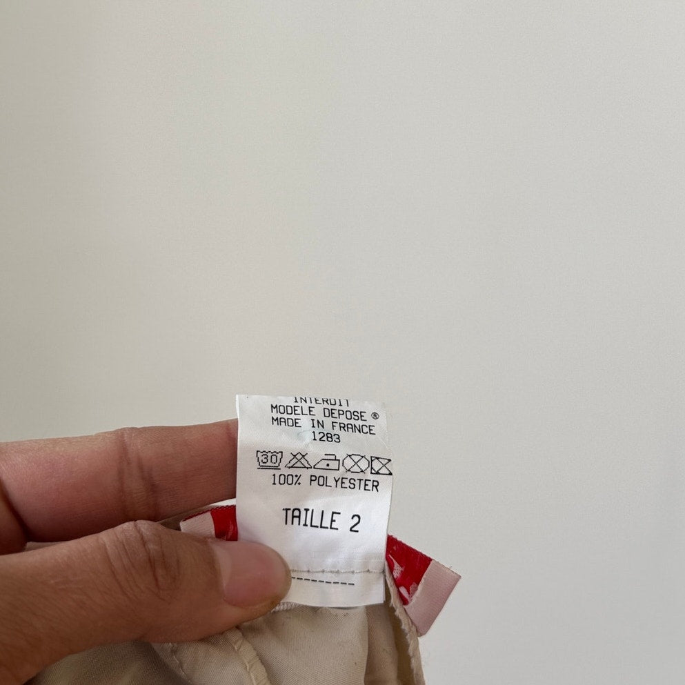 Vintage French Cream Maxi Skirt Ruched Hem (XS/S)