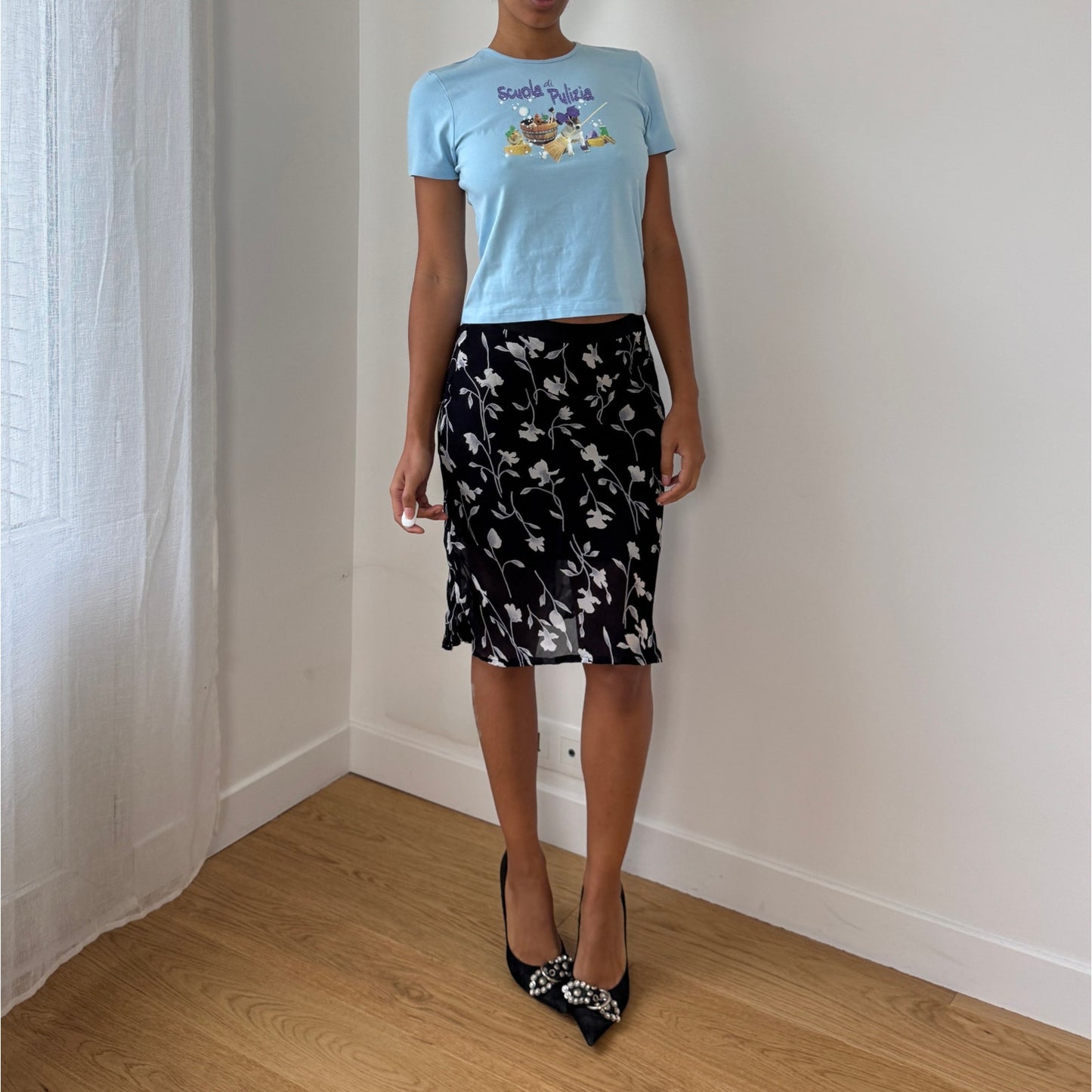 Vintage Fruit of the Loom Italian Graphic Baby Tee (S/M)