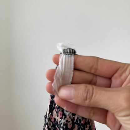 Vintage Euro Floral Satin Knit Cami Top Lace Trim Mixed Texture (S/M)