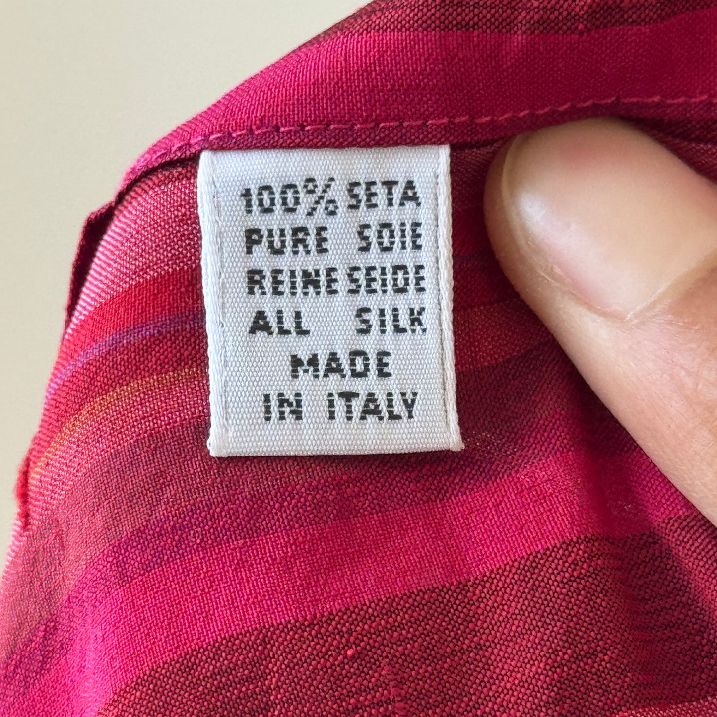 Vintage Italian fuchsia striped silk blouse (Medium)