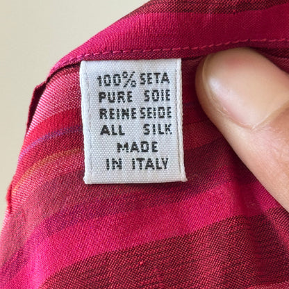 Vintage Italian fuchsia striped silk blouse (Medium)