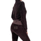 Vintage 2000s Brown Velvet Tracksuit (S) Skinny fit Embroidery Sequin