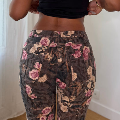 Vintage French Floral Denim Two Piece Set (S)