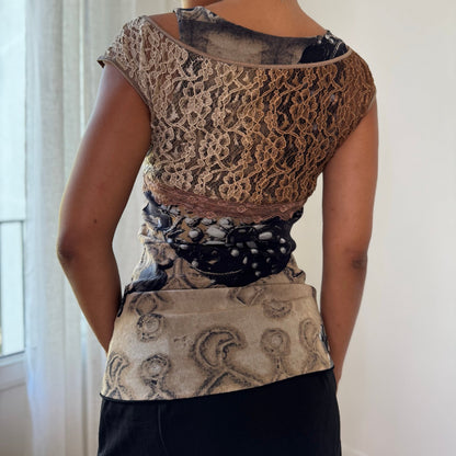 Vintage Italian Lace Mesh Top (S/M)