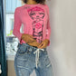 Vintage 00s pink graphic baby tee (S/M)