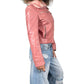 Vintage 90s pink leather jacket faux fur trim (XS/S)