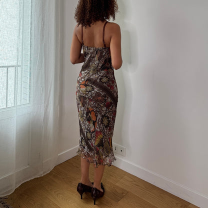 Vintage Italian Silk Metallic Mesh Slip Dress (S) ⠀