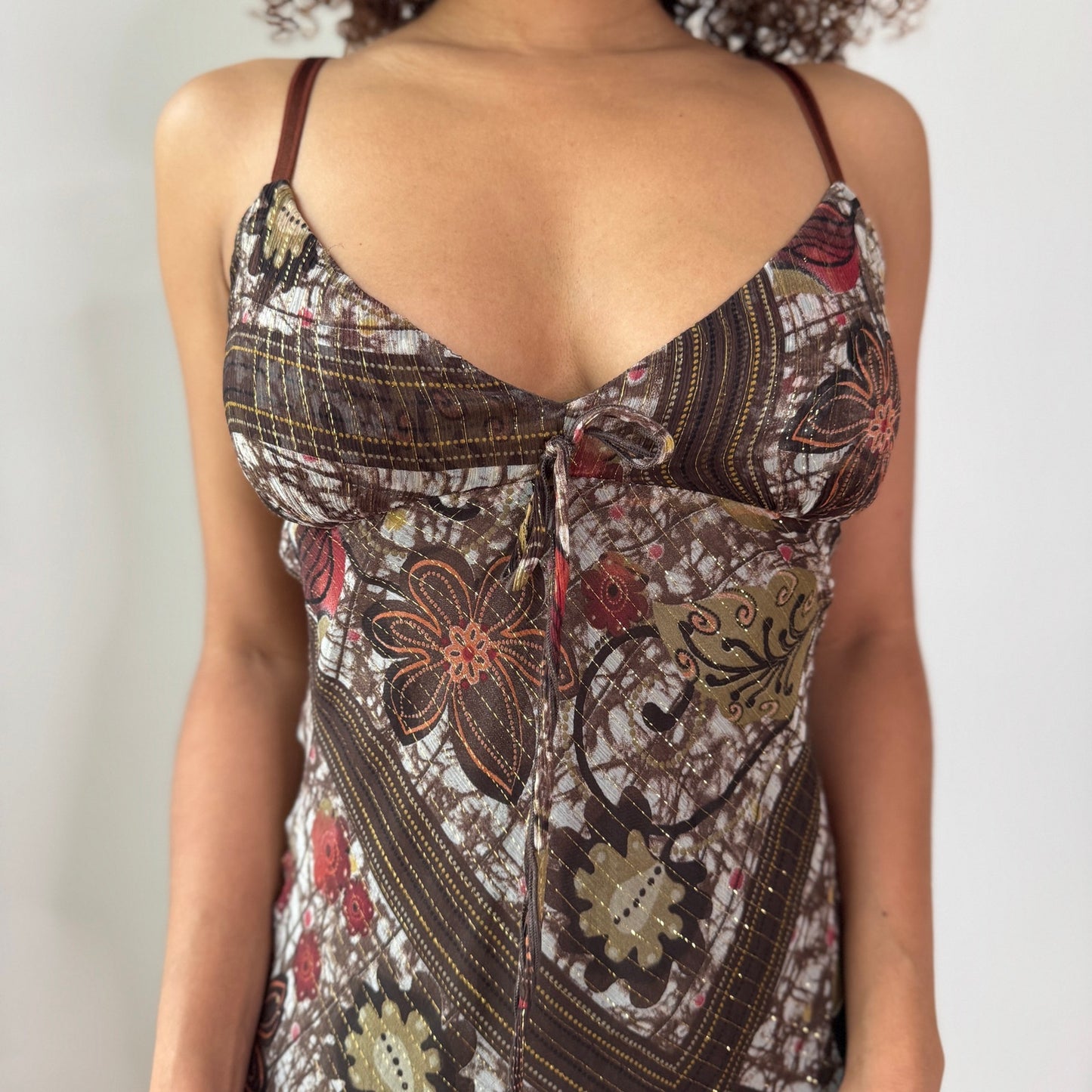 Vintage Italian Silk Metallic Mesh Slip Dress (S) ⠀