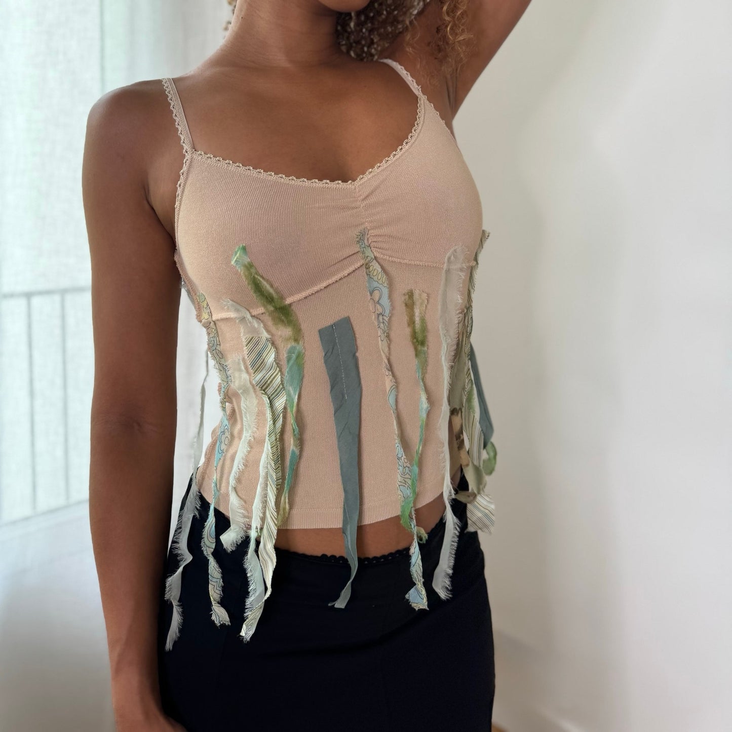 Vintage Cream Patchwork Ribbon Cami Top Liu Jo Italian Y2K (S)