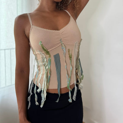 Vintage Cream Patchwork Ribbon Cami Top Liu Jo Italian Y2K (S)