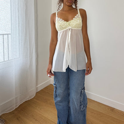 Vintage Italian ivory lace babydoll cami (Small)