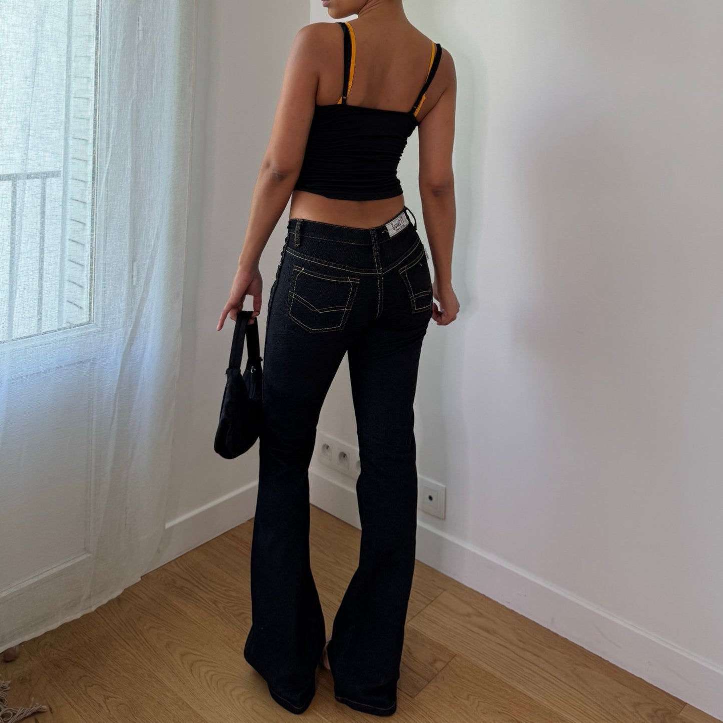 Vintage Black Low Rise Flare Jeans Y2K (XS)