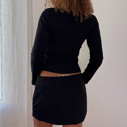 Vintage Italian Black Graphic Long Sleeve Top (S)