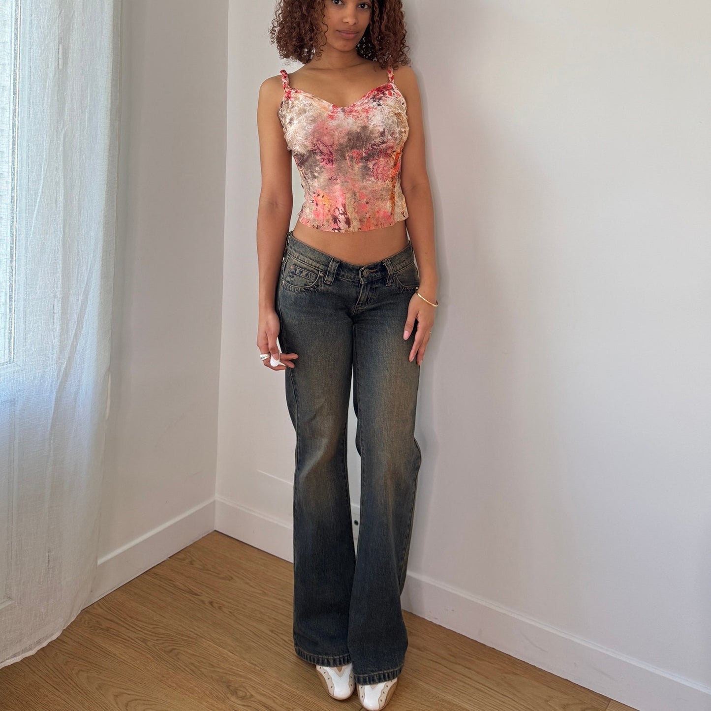 Vintage Abstract Print Mesh Cami by Roberta Scarpa (S) ⠀