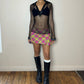 Italian designer fishnet collared shirt (S)