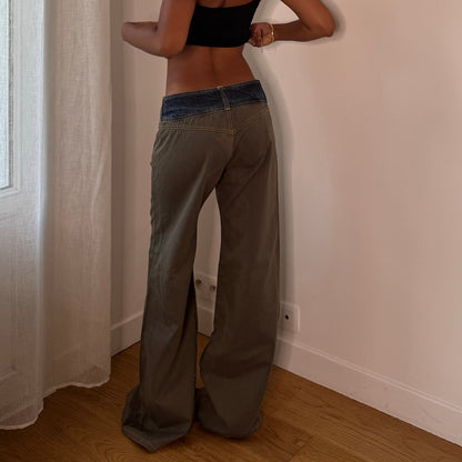 Vintage Italian Two Tone Low Rise Baggy Jeans (S/M)