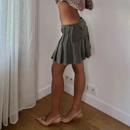 Vintage Italian Sage Green Pleated Mini Skirt (S)