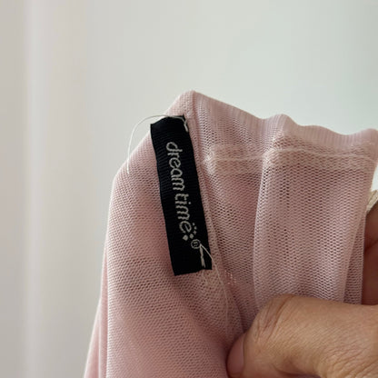 Vintage Baby Pink Off Shoulder Sheer Mesh Long Sleeve Top Italian Y2K (S)