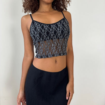 Vintage Parisian Sheer Lace Cami (S)