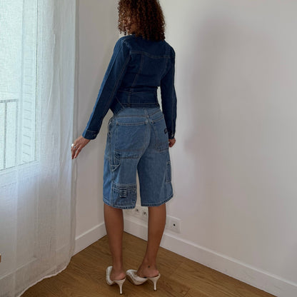 Vintage Italian Denim Belted Zip Jacket (S)