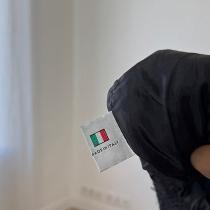 Vintage Italian black real leather zip front jacket with ribbed cuffs and waist (S)