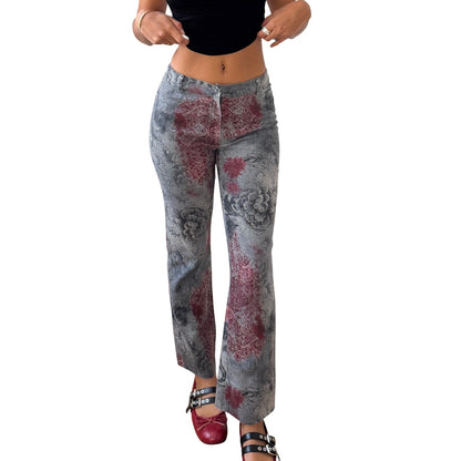Vintage French abstract floral printed pants (XS/S)