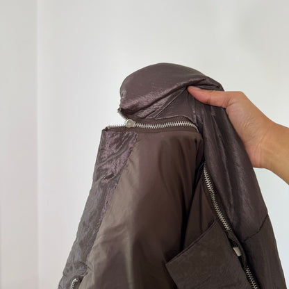Euro vintage Y2K metallic taupe brown fitted jacket with high collar