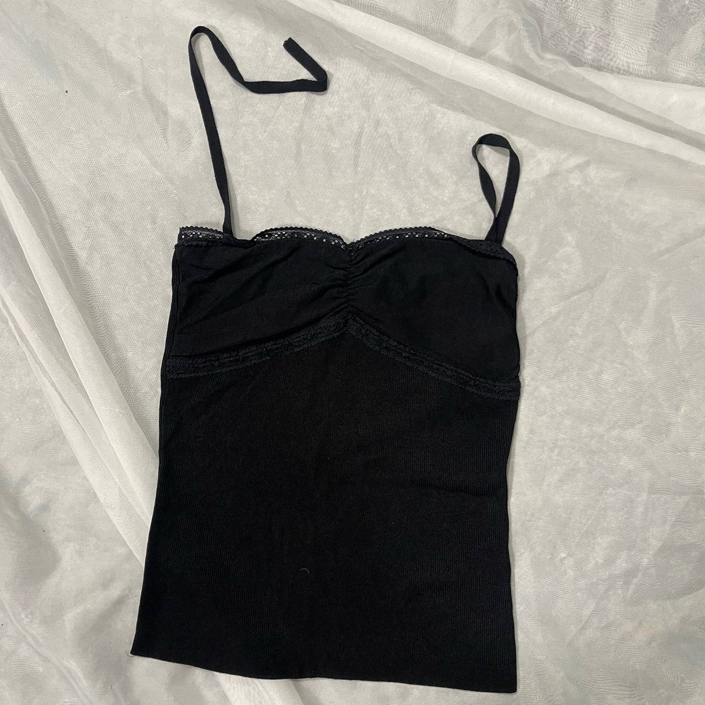 Vintage Y2K Black Knit Cami Top (XS-S)