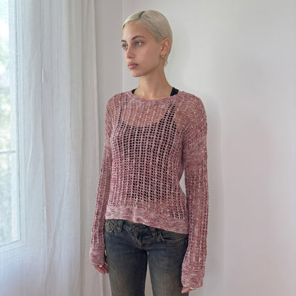 Vintage Euro Pink Open Knit Sweater (S/M)