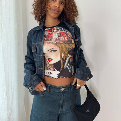 Vintage Miss Sixty Denim Jacket Italian Y2K Dark Wash Trucker Jacket (S/M) ⠀