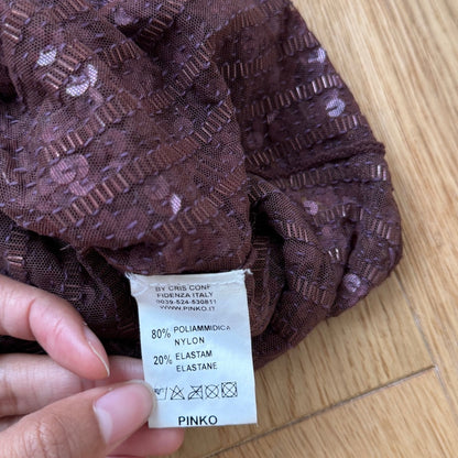 Vintage Pinko Ruffled Sequin Mesh Halter Top (S)