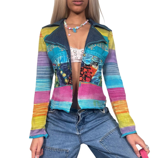 Vintage 90s Savage Culture Multicolor Embroidered Cardigan (XS-M)
