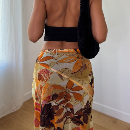 Vintage Abstract Tribal Mesh Maxi Skirt Rare Archive Print French Vintage (S) ⠀