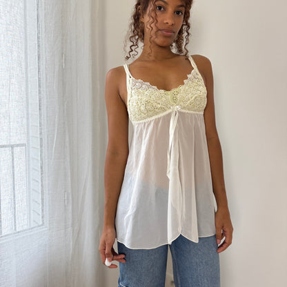 Vintage Italian ivory lace babydoll cami (Small)