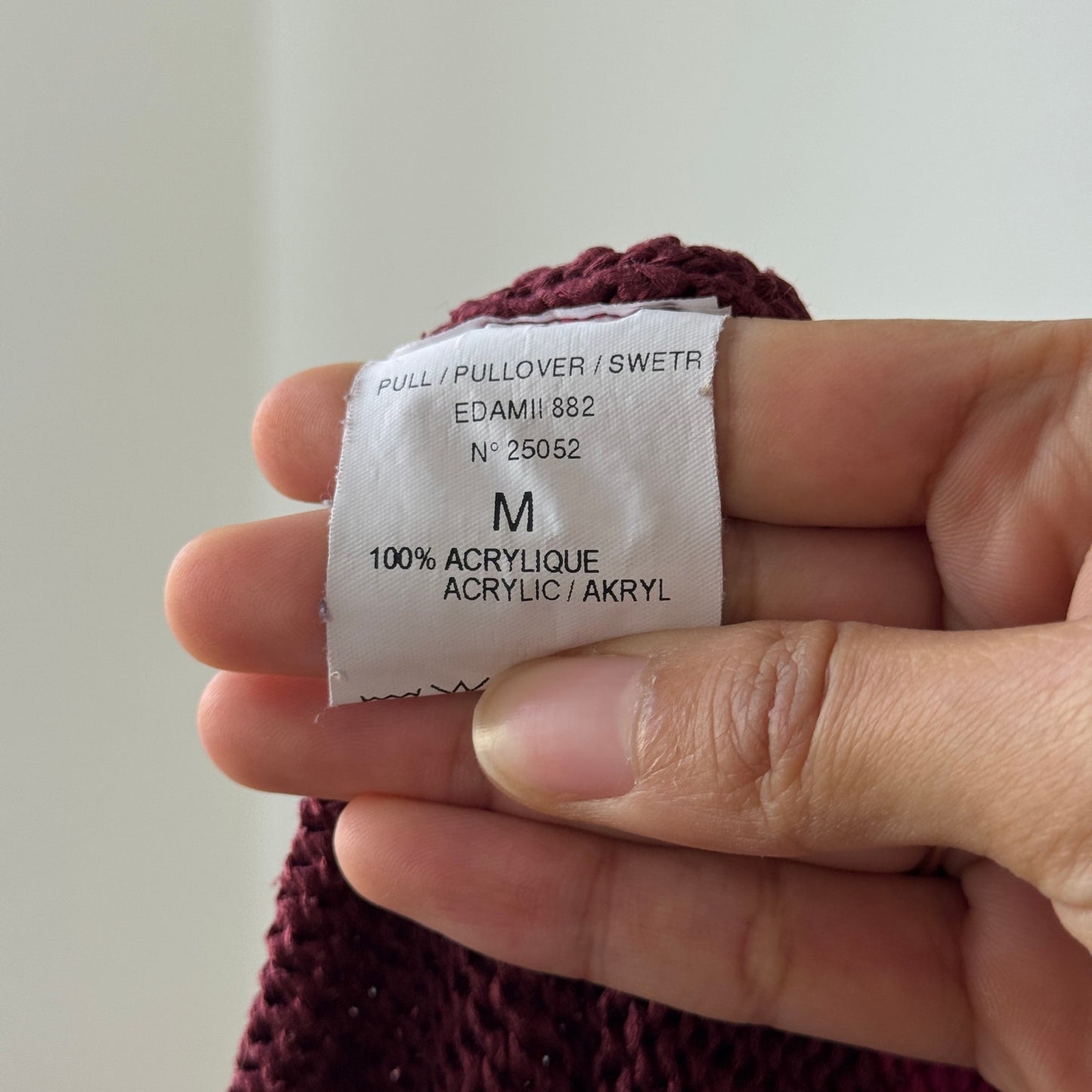 Vintage Jacqueline Riu French ruffled trim knit cardigan in berry & rose (Small)