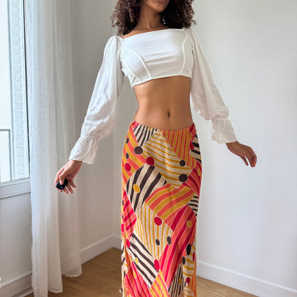 Vintage Italian White Puff Sleeve Crop Top (S/M)