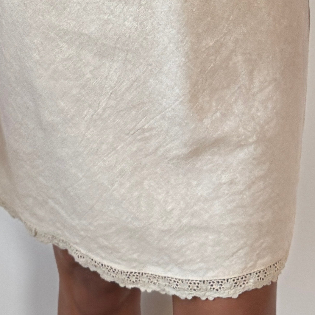 Vintage Italian Beige One-Shoulder Linen Dress (S)