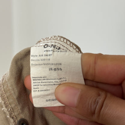 Vintage Y2K khaki A-line studded midi skirt by ONLY (Small)