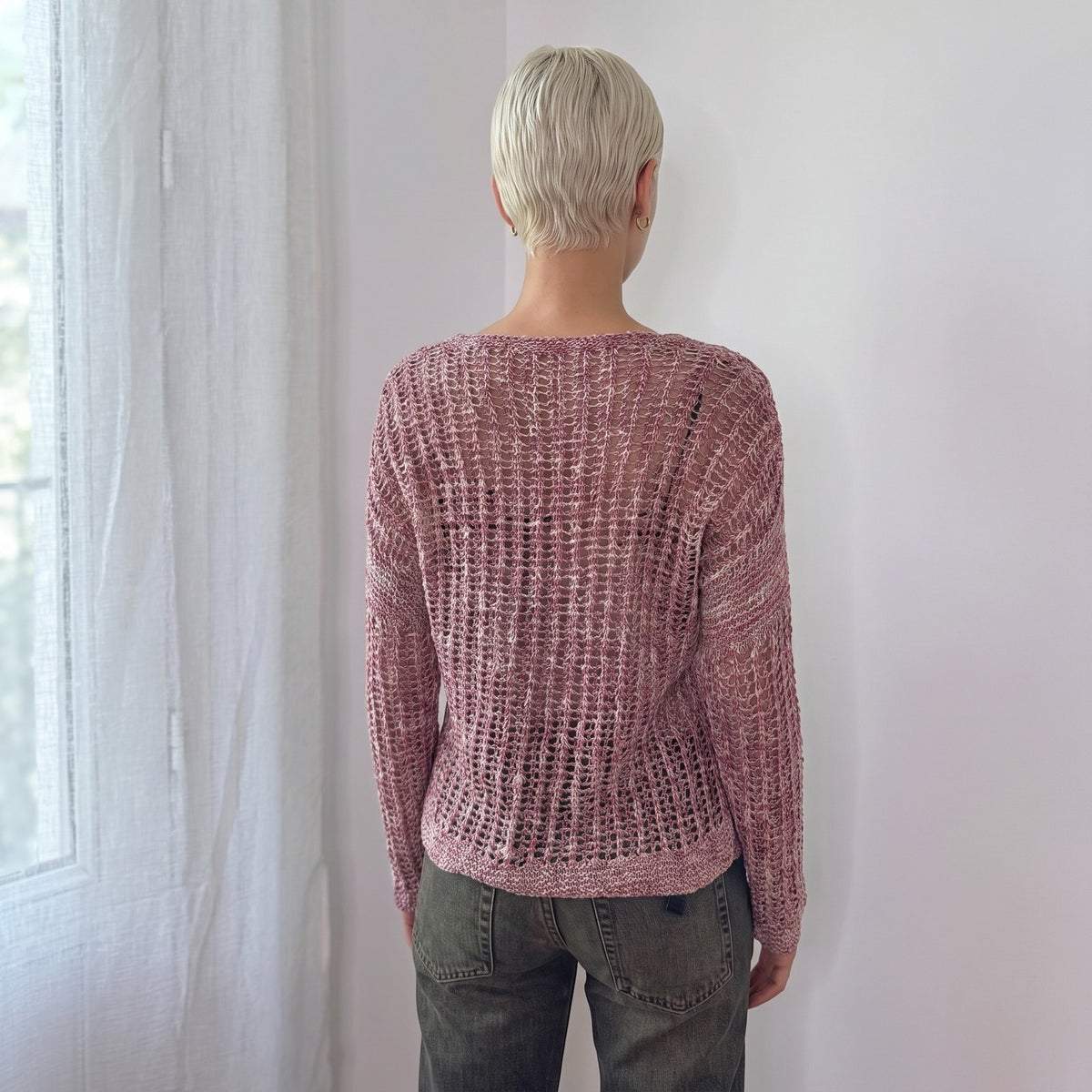 Vintage Euro Pink Open Knit Sweater (S/M)