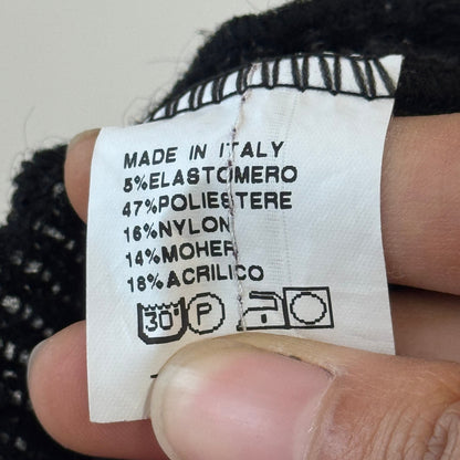 Vintage Italian mohair-blend knit & satin black bustier top (S)