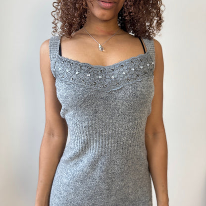 Vintage Italian Mohair Wool Knit Dress & Cropped Cardigan Set (S)