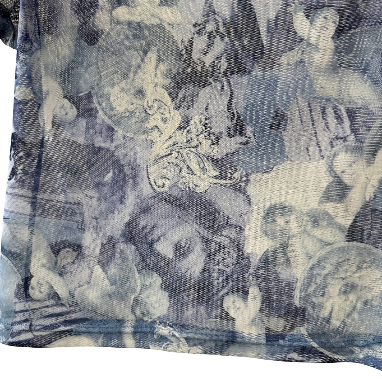 Italian Vintage Semi-Sheer Mesh Renaissance Print Baby Tee (Small/Medium)